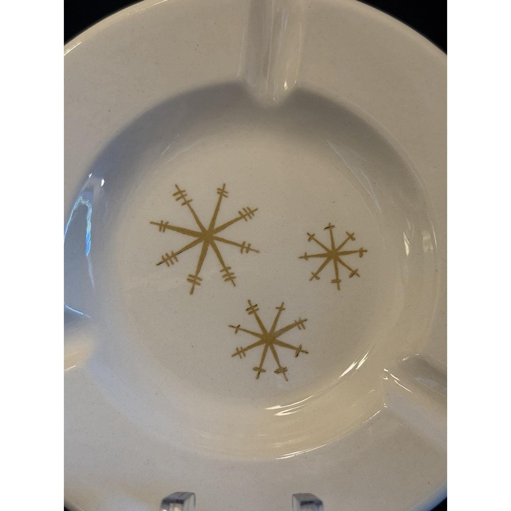 Royal China Star Glow Ashtray 5 3/8" Atomic Starburst MCM Vintage 3 Slot